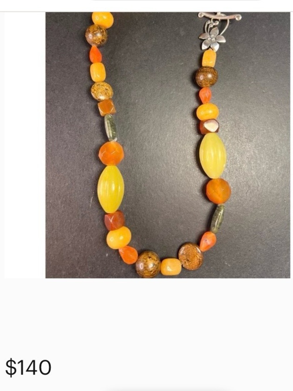 AMBER, CARVED AMBER, CARNELIAN, CORAL END BEADS, CITRINE SPACER BEADS - Picture 8 of 14